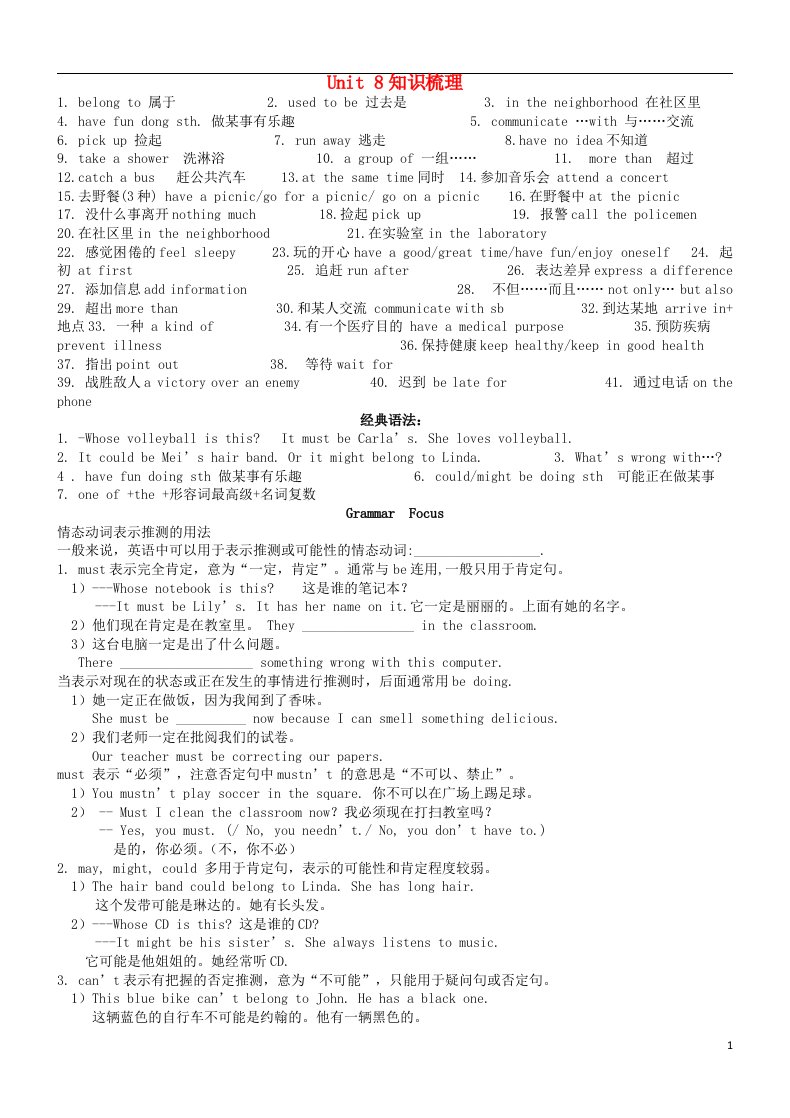 河北省石家庄创新国际学校九年级英语期末复习