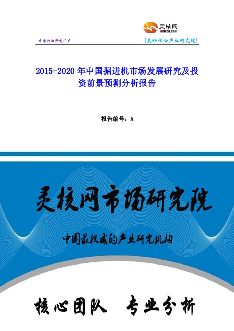 中国掘进机行业市场分析与发展趋势研究报告灵核网