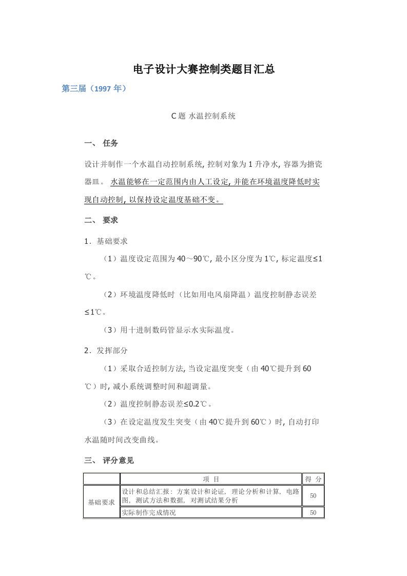 2021年度电子设计大赛控制类题目汇总赛题分析