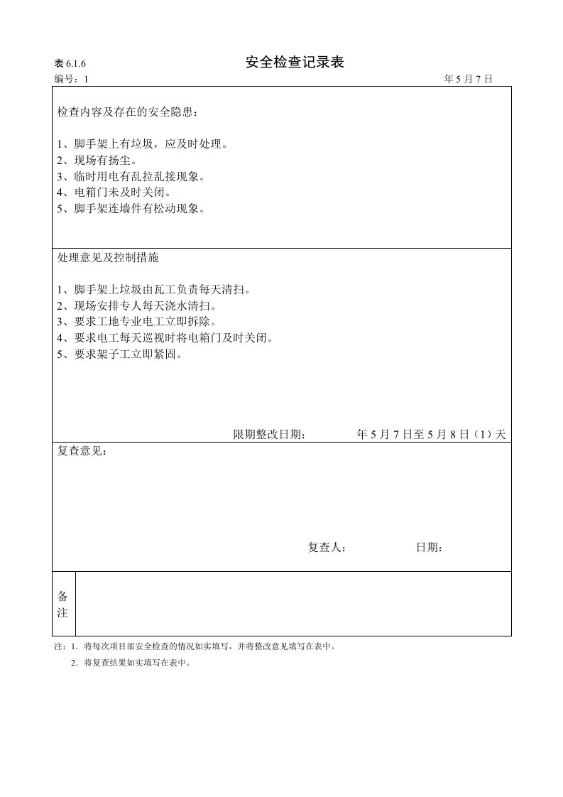 精品文档-5安全检查记录表