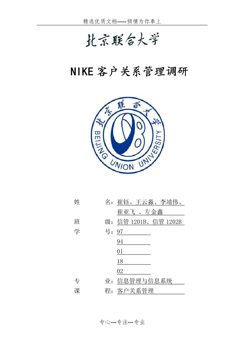 第十二组NIKE客户关系管理调研(共12页)