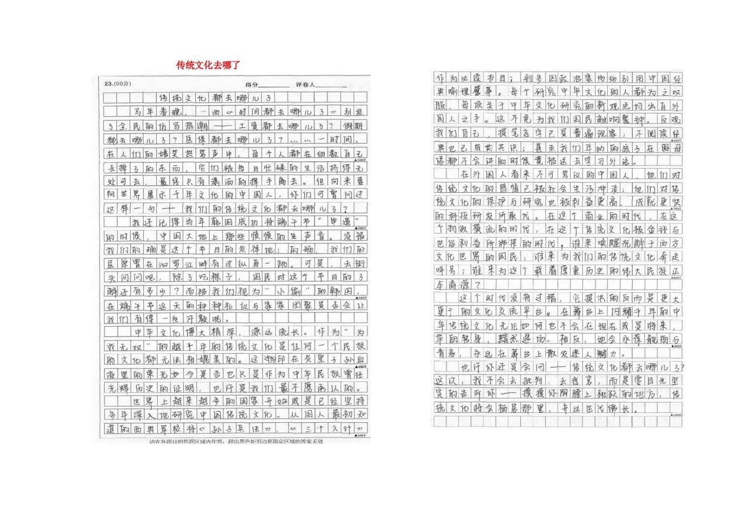 湖北省谷城二中高中语文优秀作文精选传统文化去哪了素材