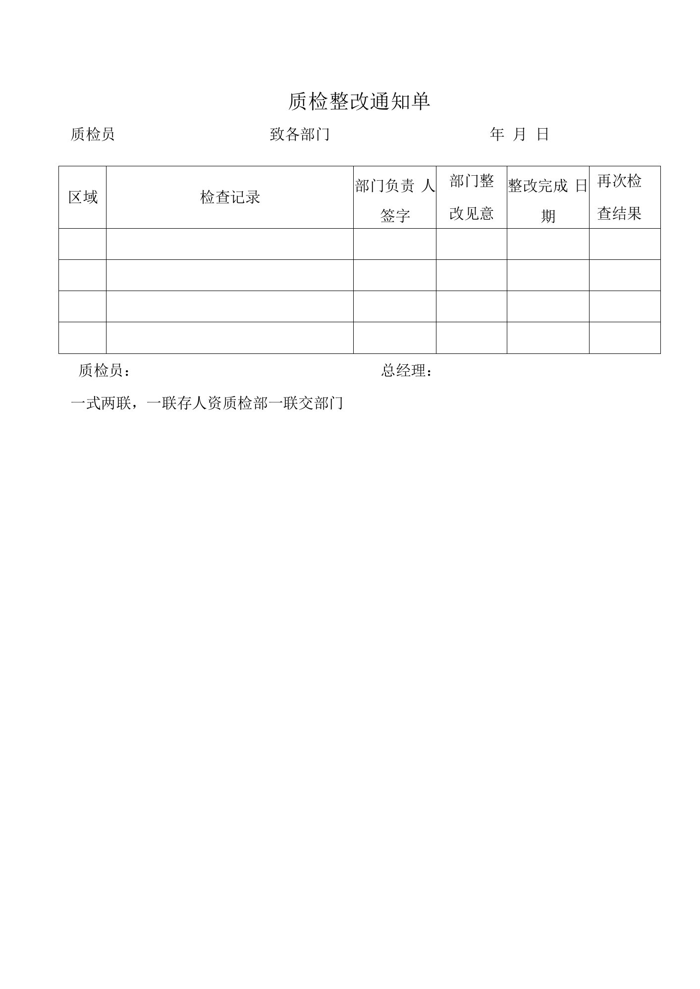 物业质检整改通知单