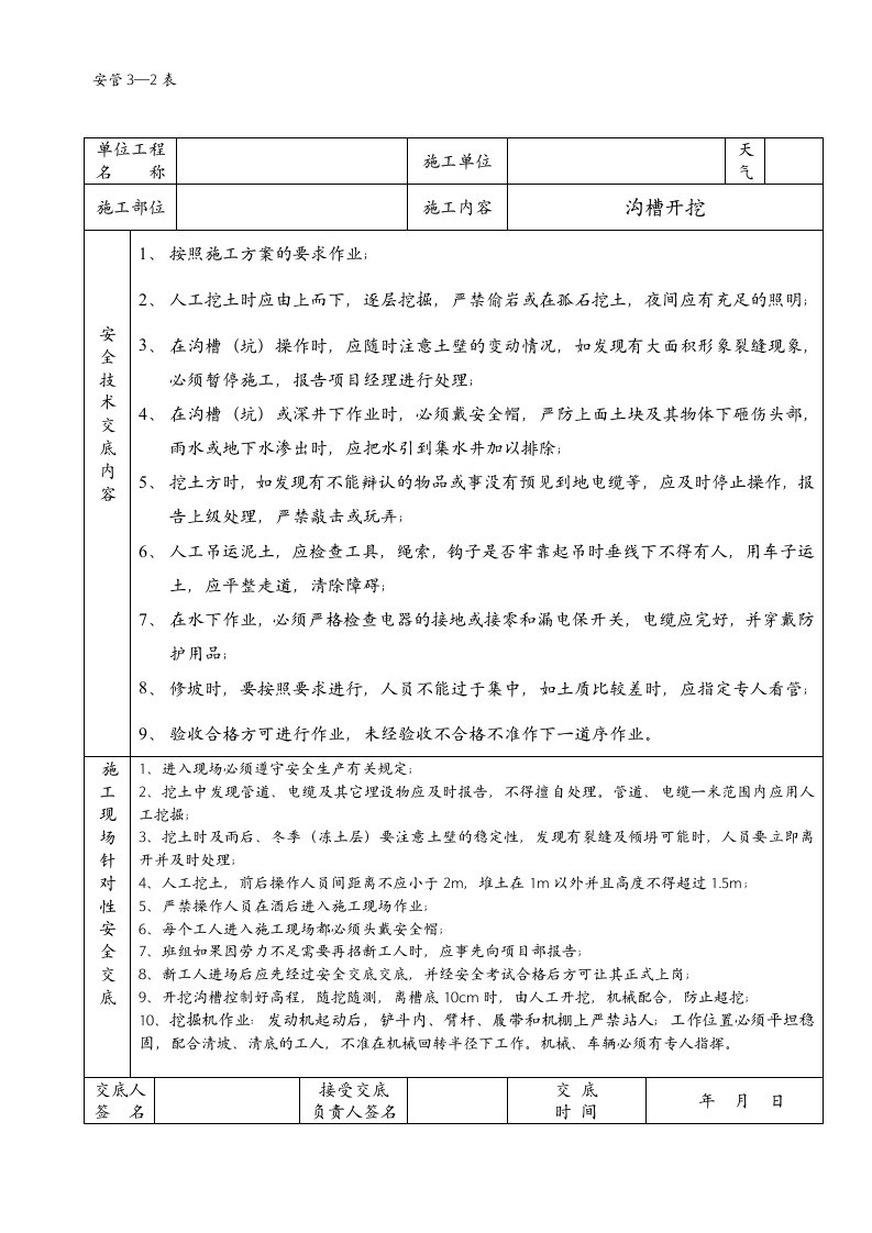 市政道路排水工程安全技术交底记录大全