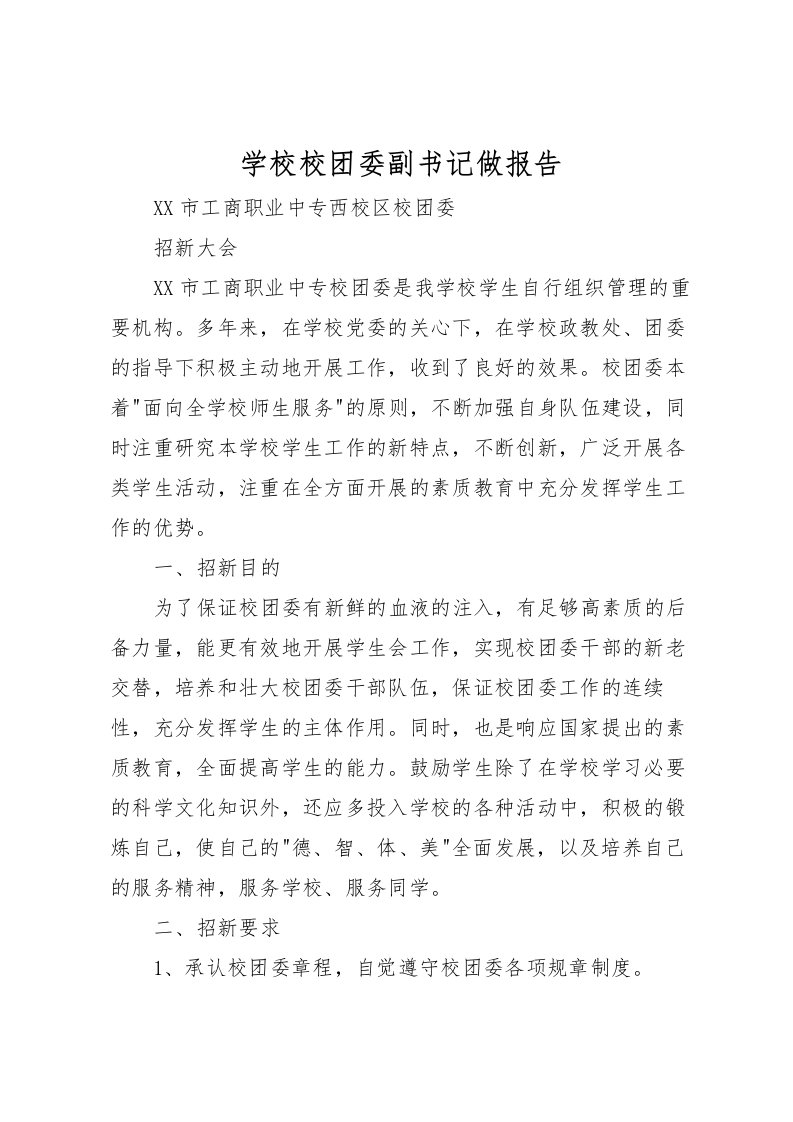 2022学校校团委副书记做报告