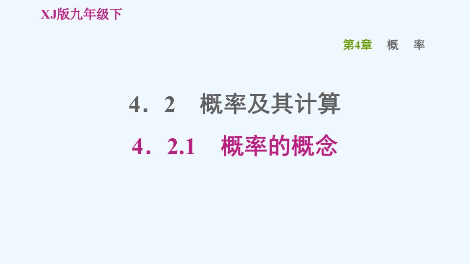 九年级数学下册第4章概率4.2概率及其计算4.2.1概率的概念习题课件新版