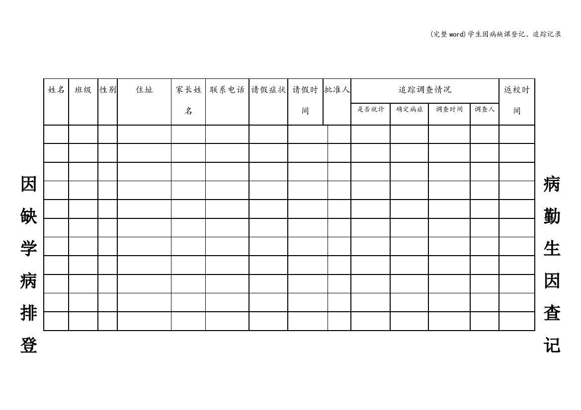 学生因病缺课登记、追踪记录