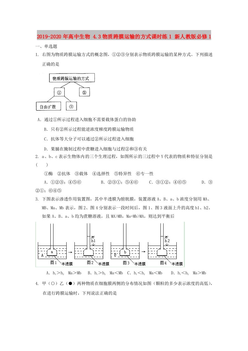 2019-2020年高中生物