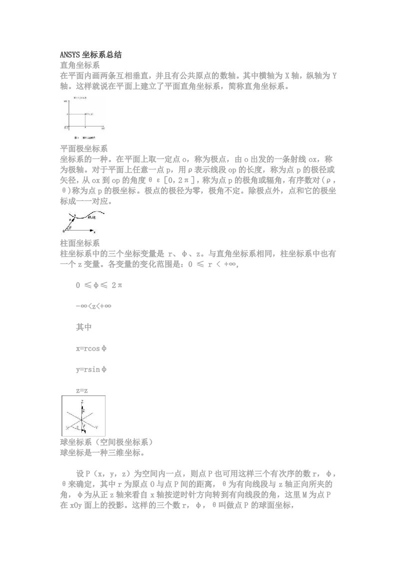 ansys坐标系的总结