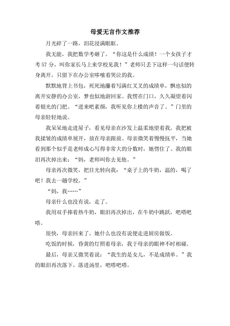 母爱无言作文2