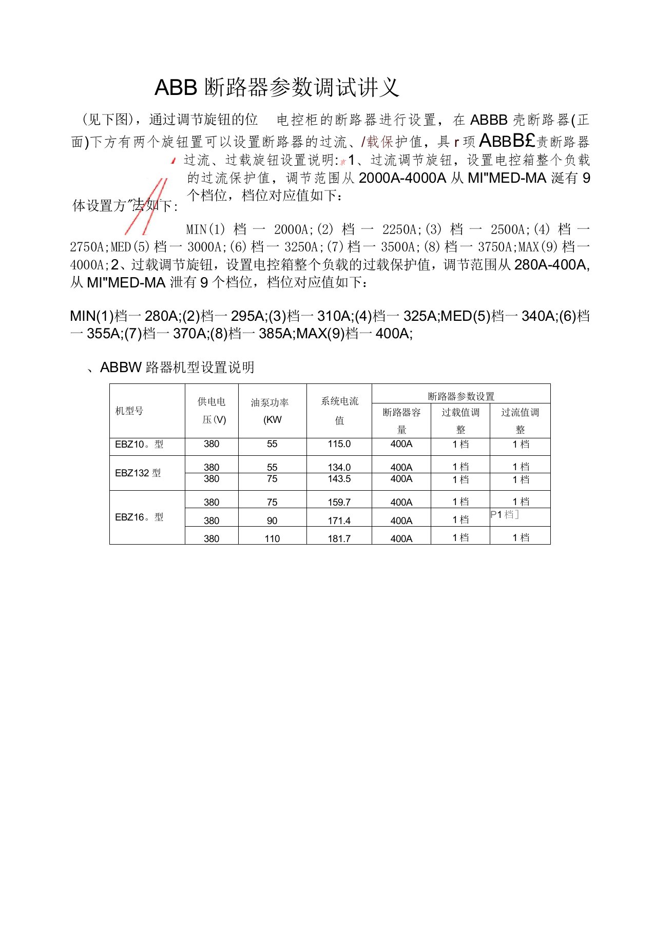 ABB断路器参数调试讲义全