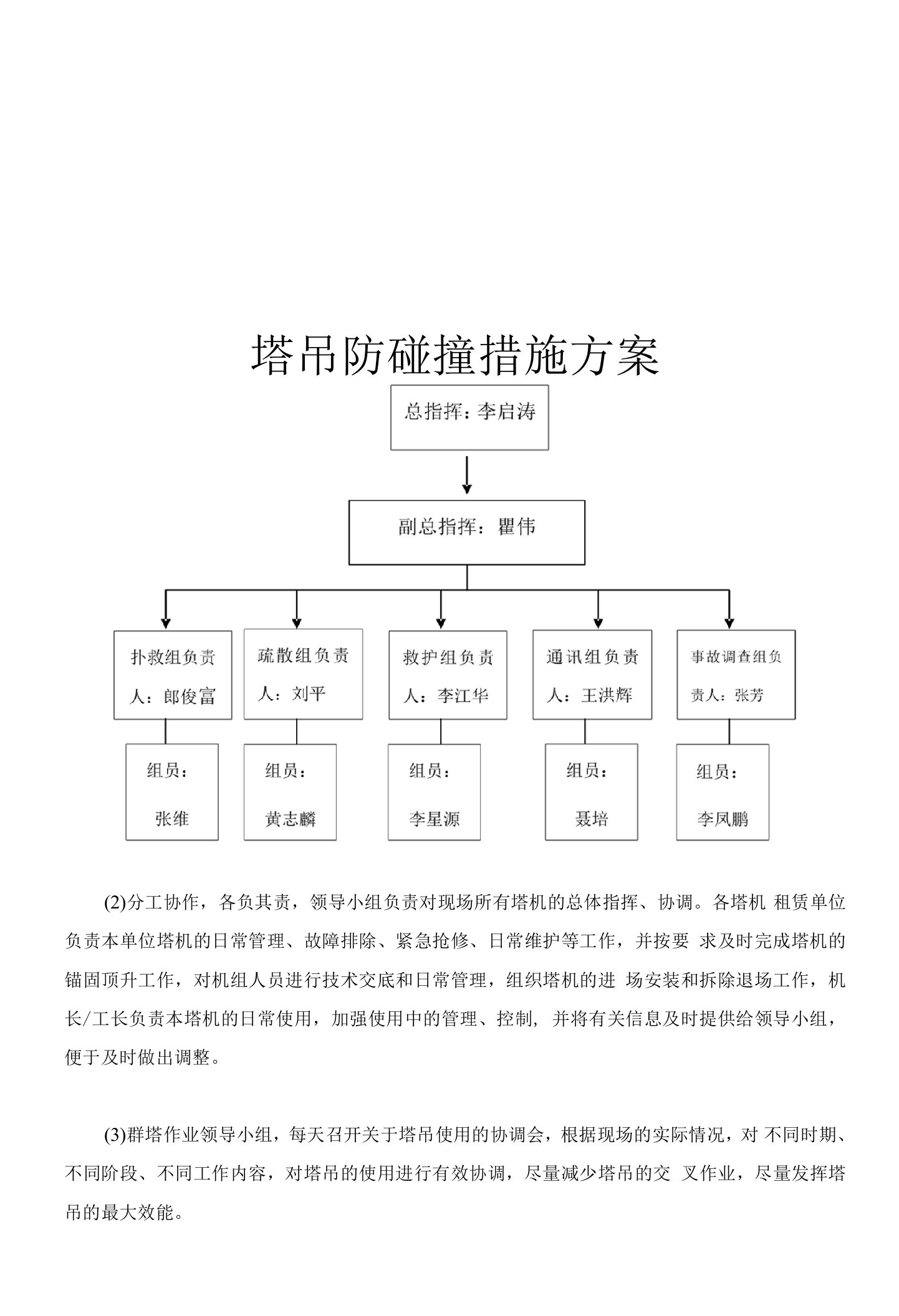 塔吊防碰撞措施方案目录