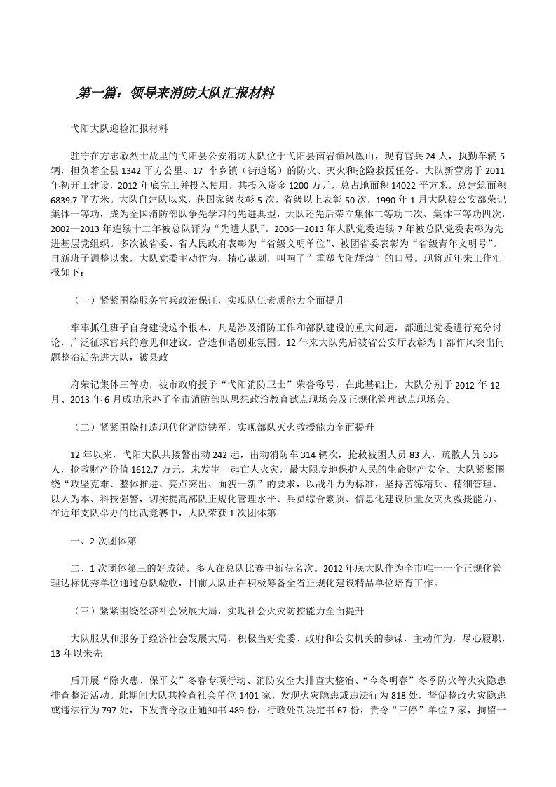 领导来消防大队汇报材料[修改版]