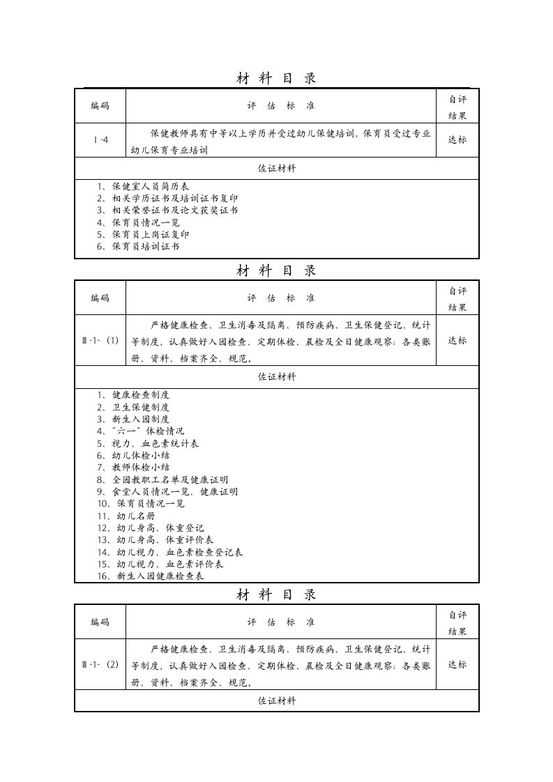 幼儿园保健台帐资料