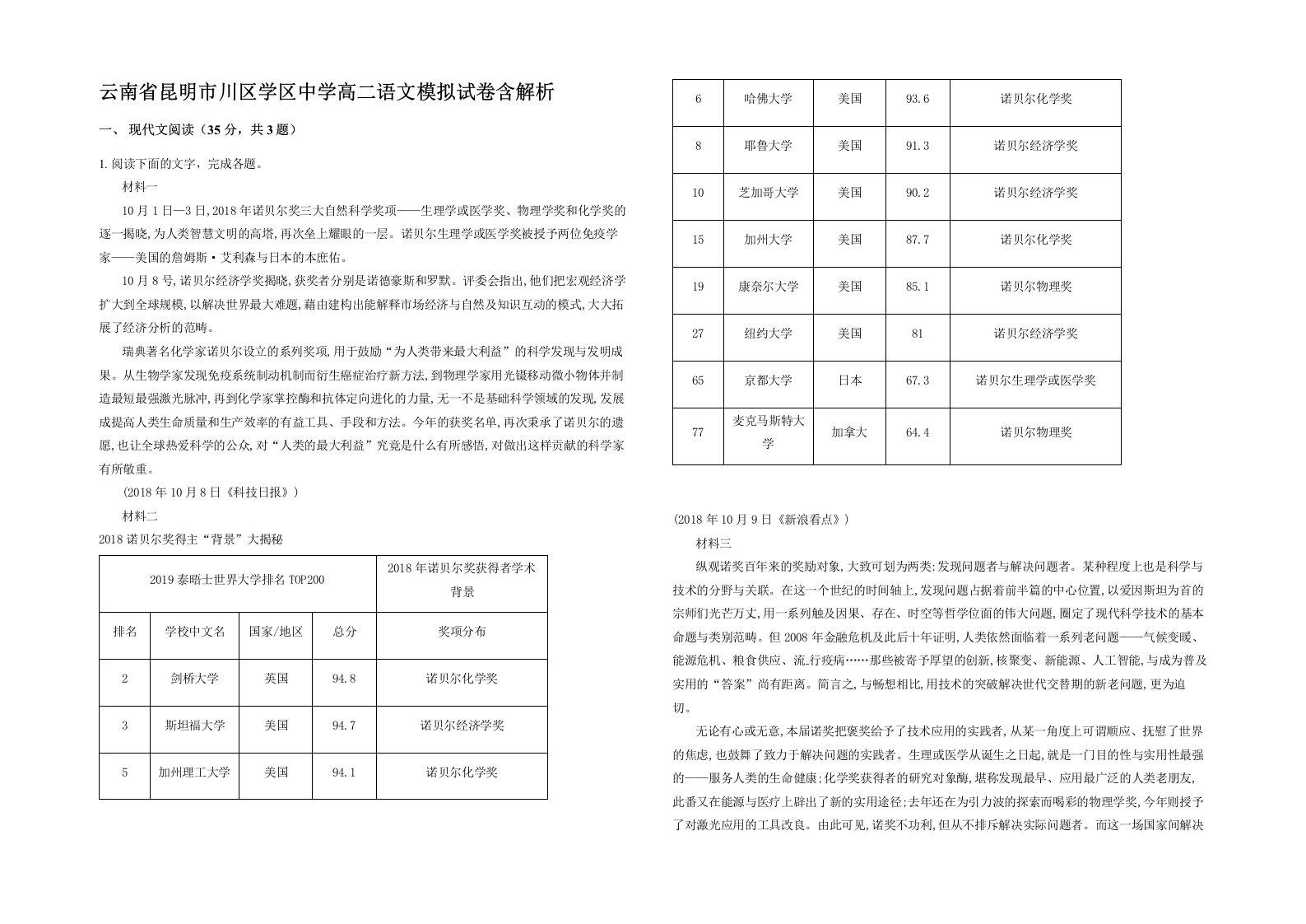 云南省昆明市川区学区中学高二语文模拟试卷含解析