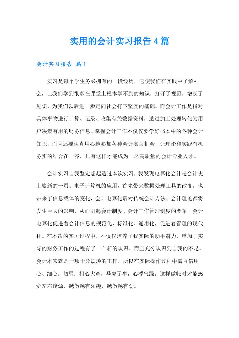 实用的会计实习报告4篇