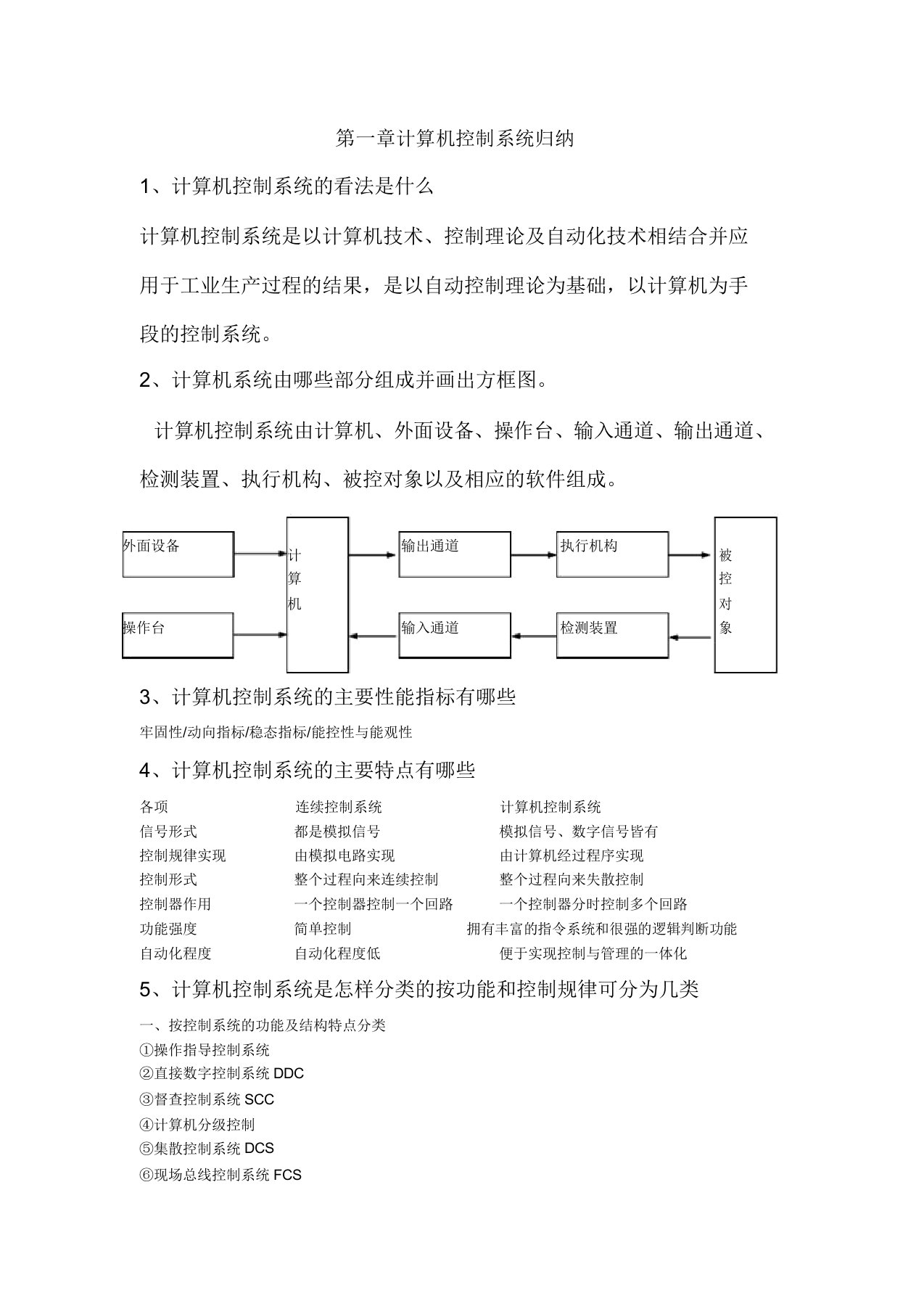 计算机控制技术期末复习计划试题