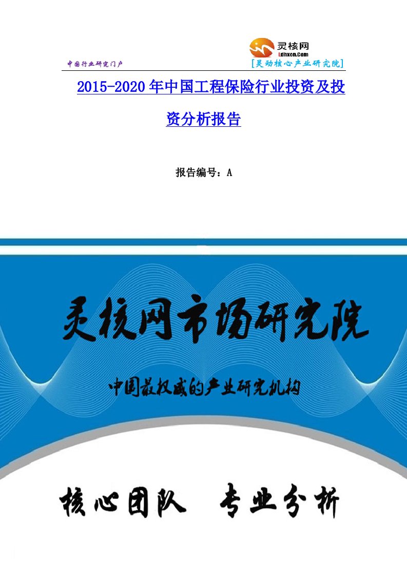 中国工程保险行业市场分析与发展趋势研究报告灵核网