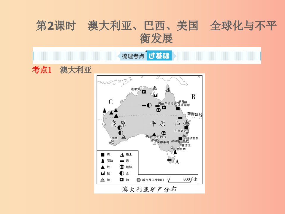 中考地理第八九章不同类型的国家全球化与不平衡发展第2课时澳大利亚巴西美国全球化与不平衡发展复习