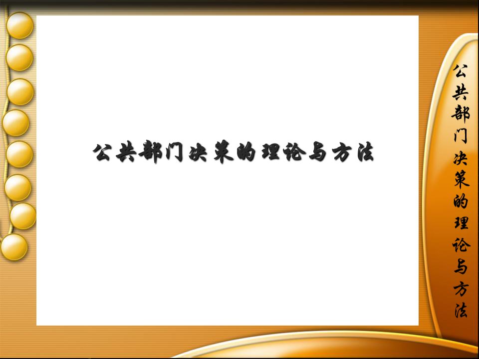 公共部门决策的理论与方法教材