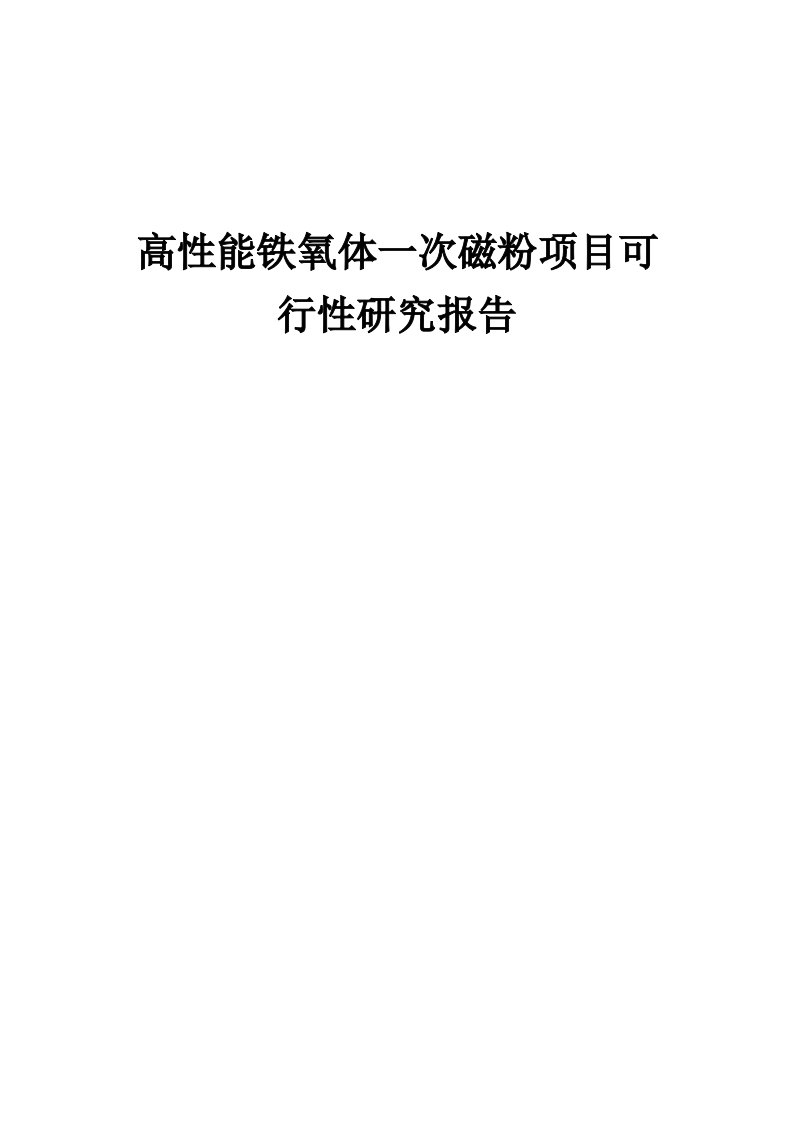 2024年高性能铁氧体一次磁粉项目可行性研究报告