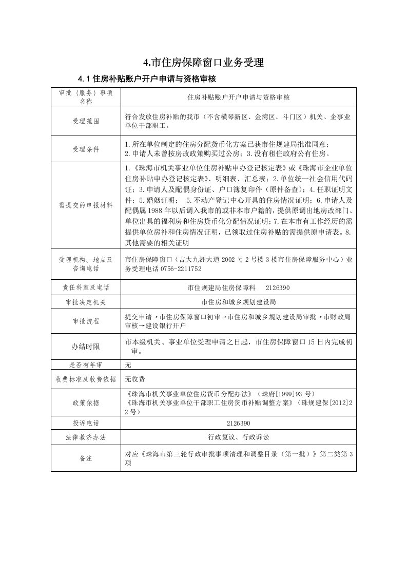 住房保障窗口业务受理