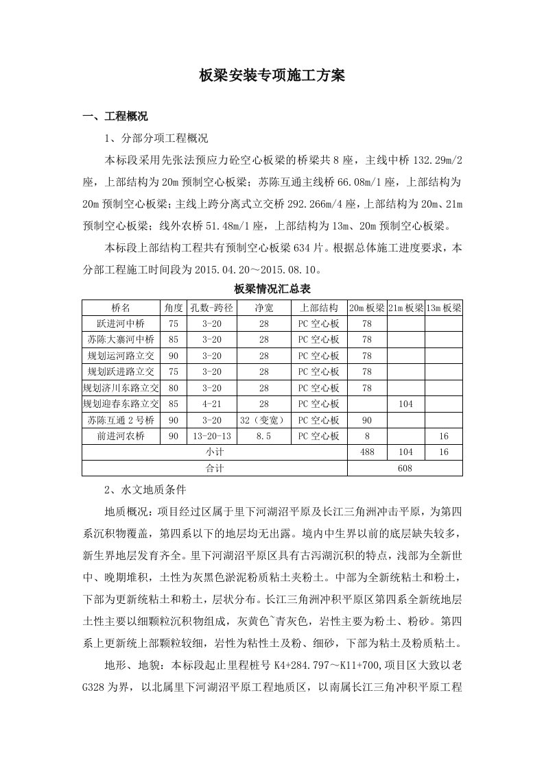 板梁安装专项施工方案(改)