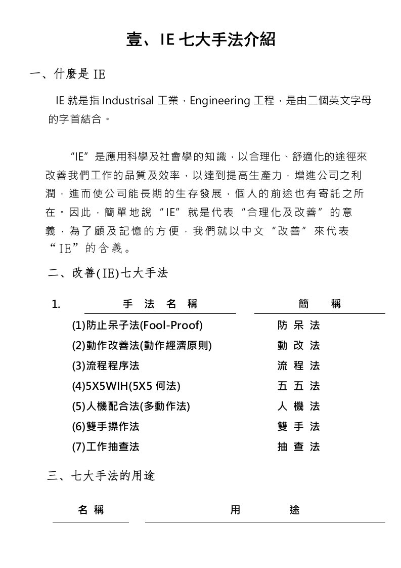 生产管理-IE七大手法(繁)