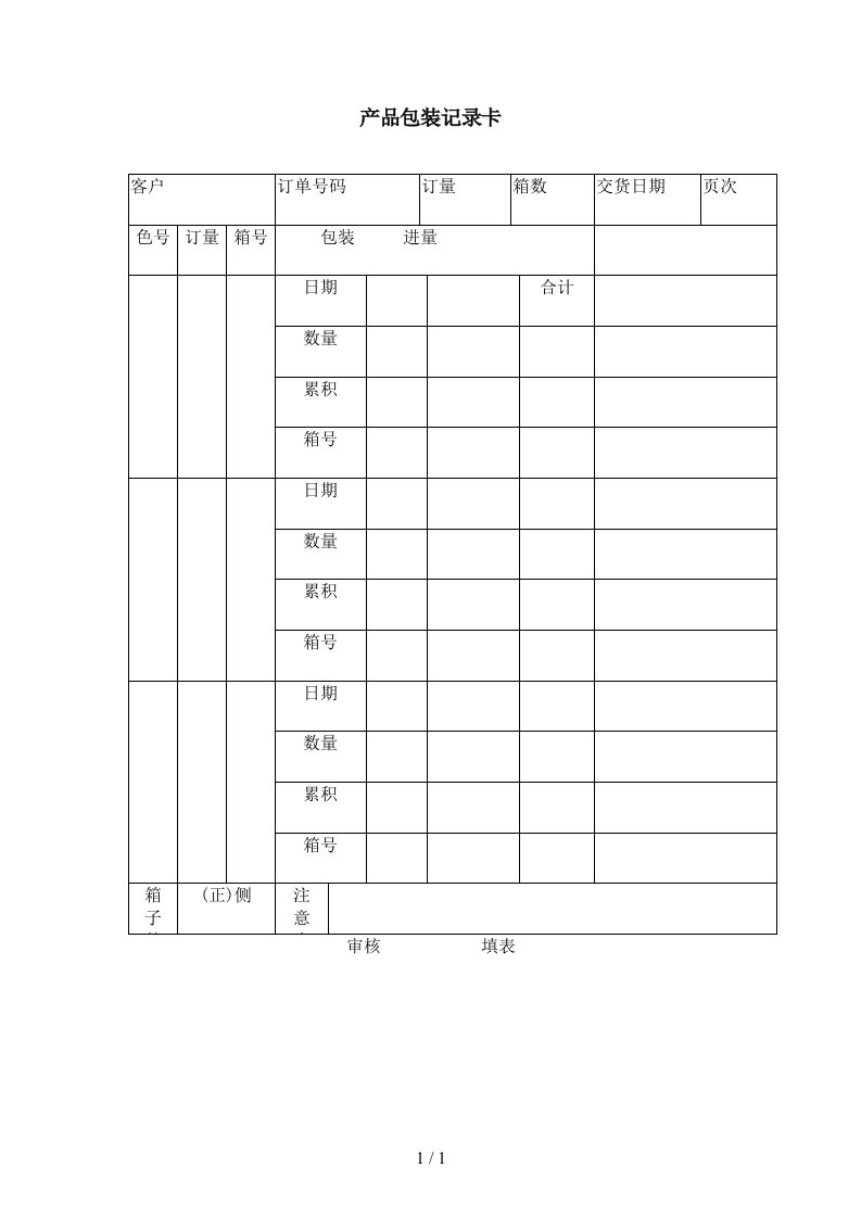 成品管理表格汇总