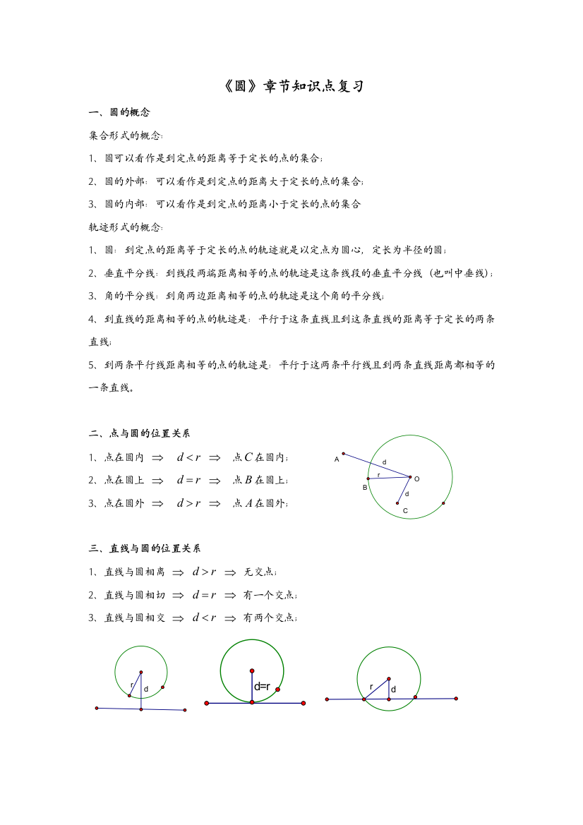 初中圆的知识点归纳