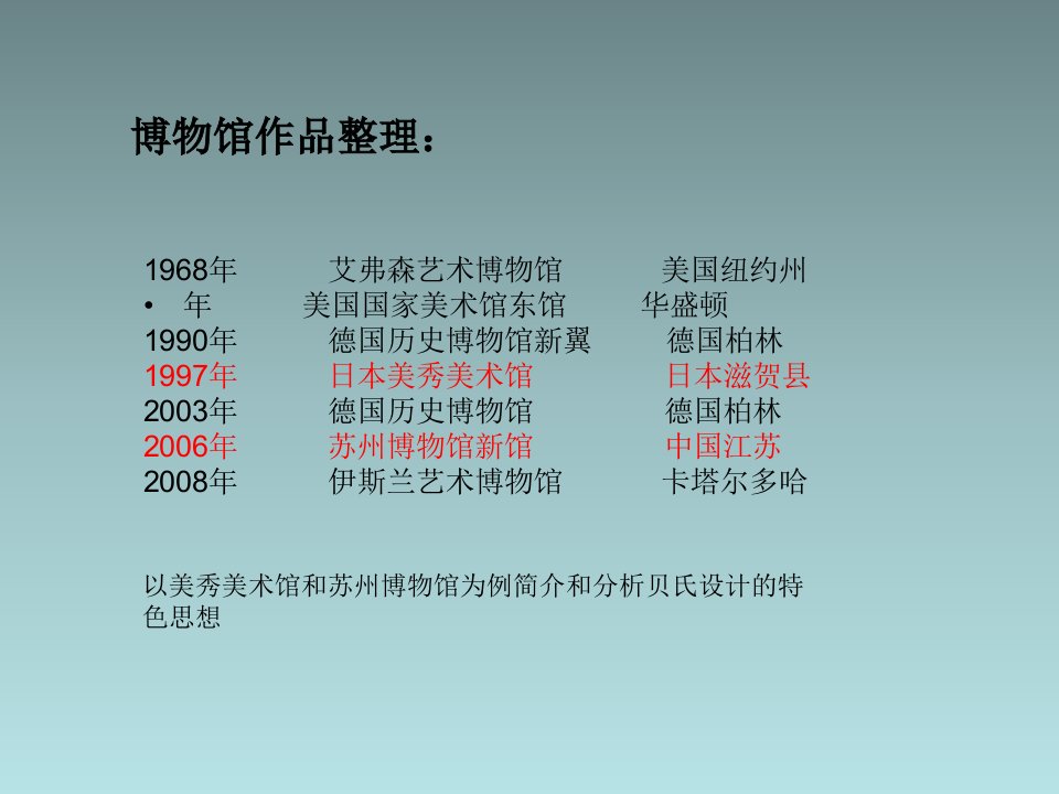 贝聿铭博物馆分析美秀美术馆和苏州博物馆和其异同点专题课件