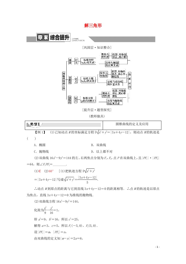 2020_2021学年新教材高中数学第3章圆锥曲线的方程章末综合提升教案新人教A版选择性必修第一册