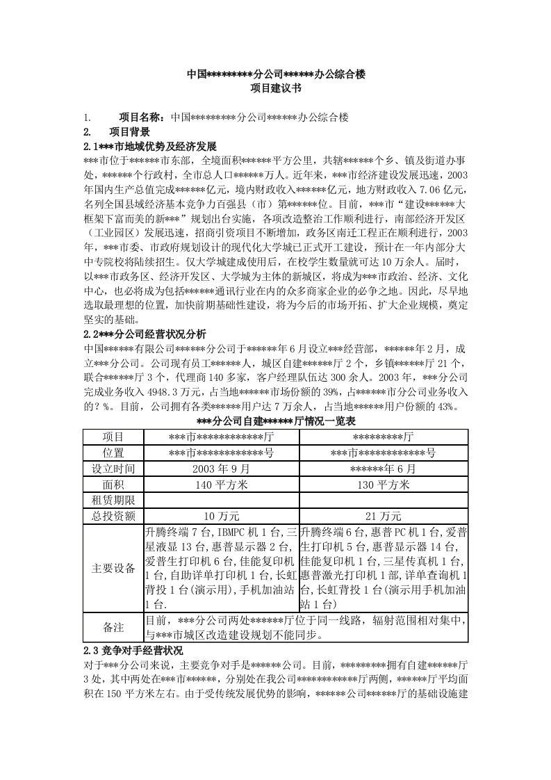 办公项目建议书