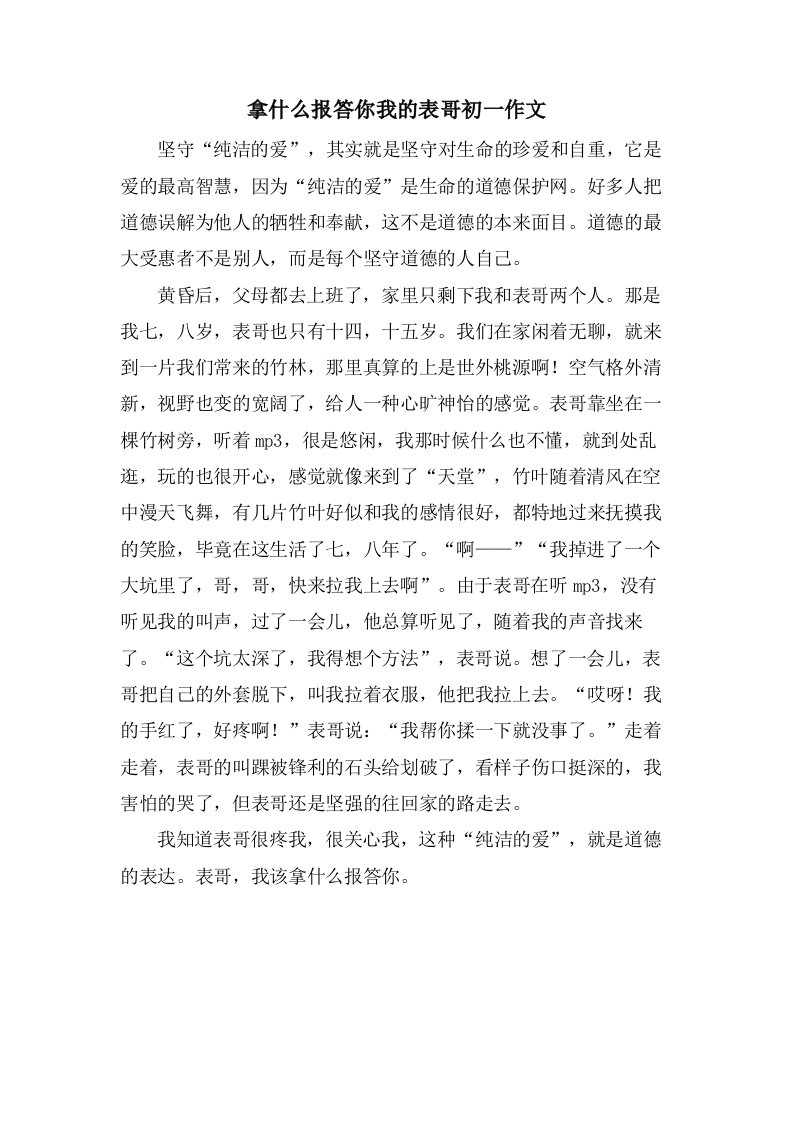 拿什么报答你我的表哥初一作文