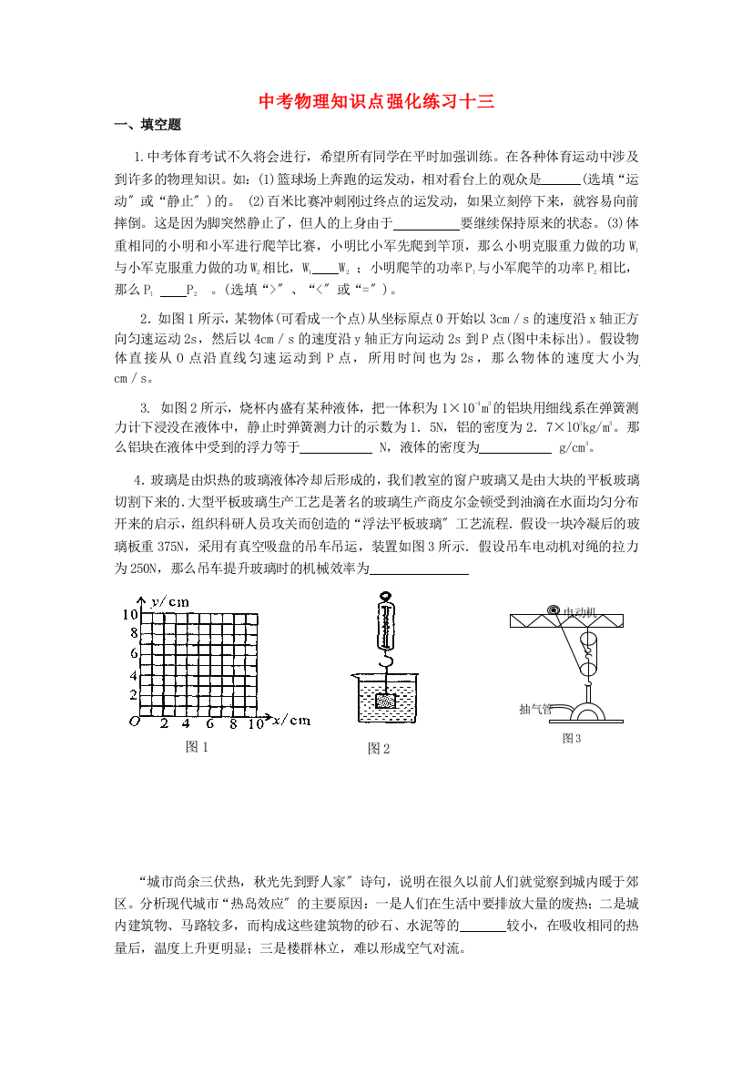 （整理版）中考物理知识点强化练习十三