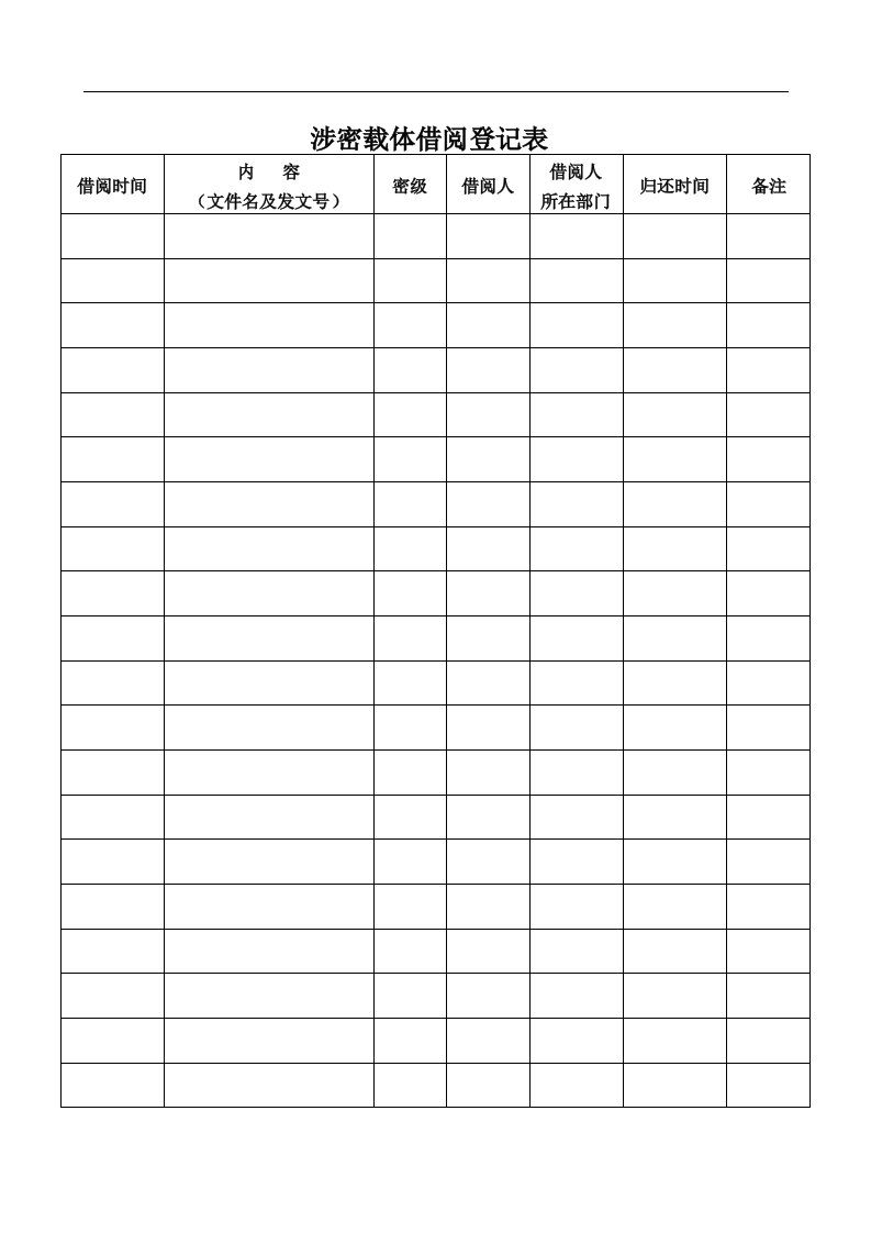 涉密参考资料资质用登记表及审批表