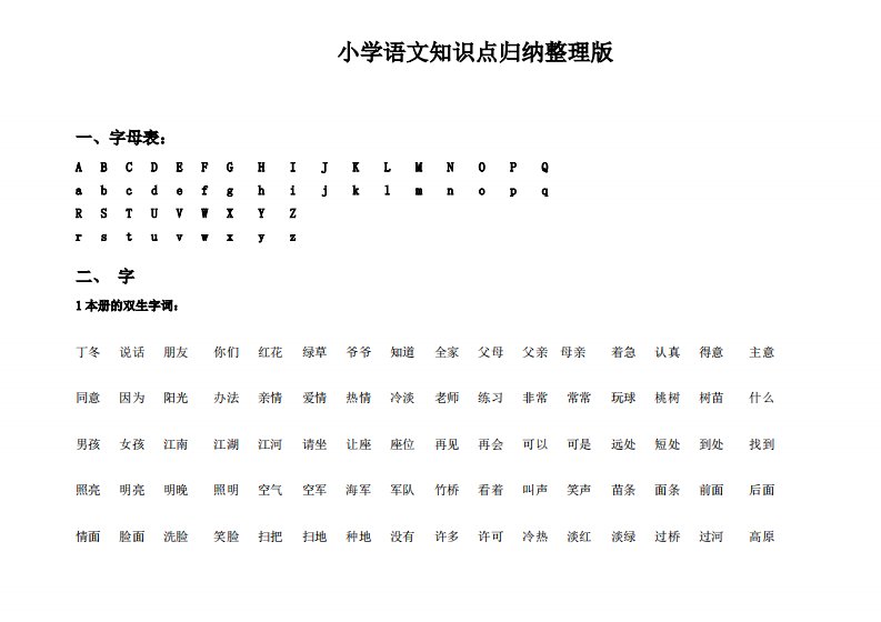 人教版小学语文知识点汇总