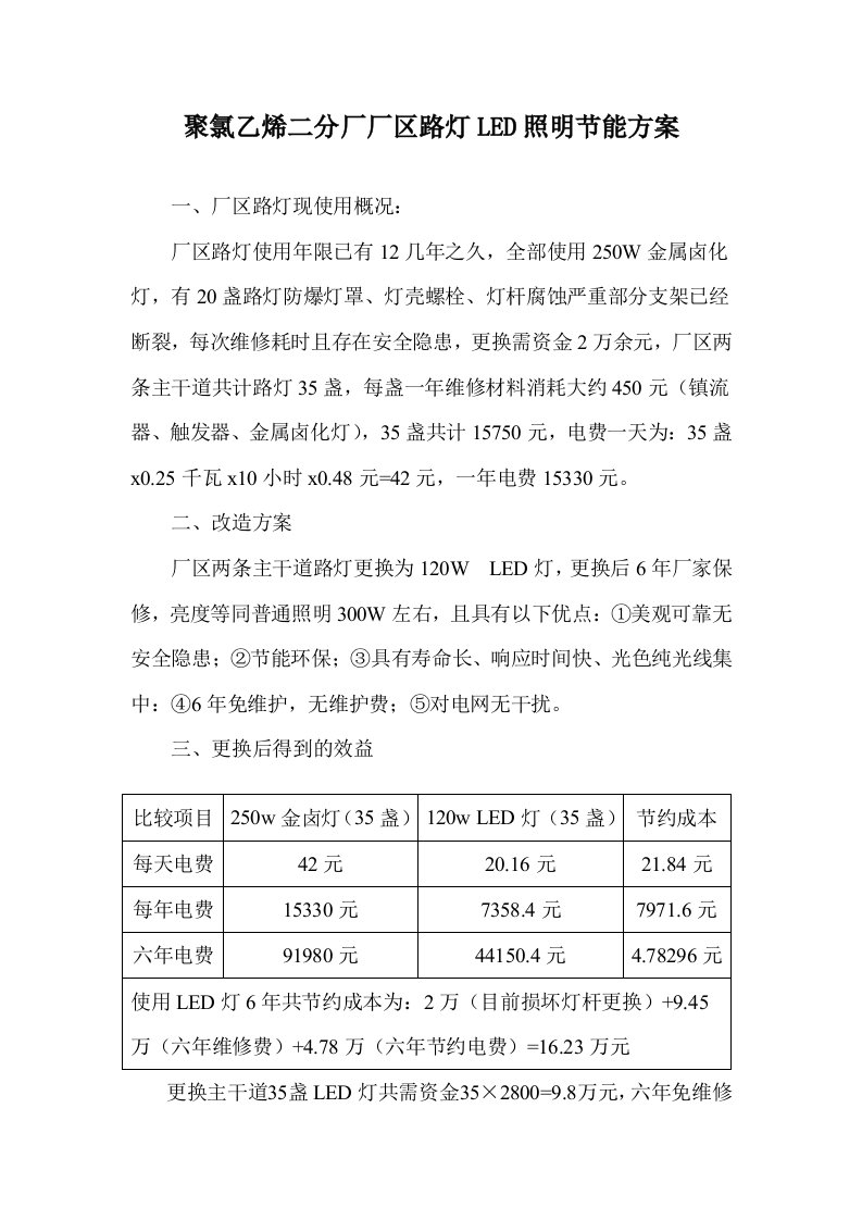 厂区路灯改造方案