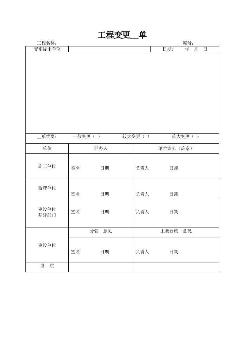 工程变更联系单模板