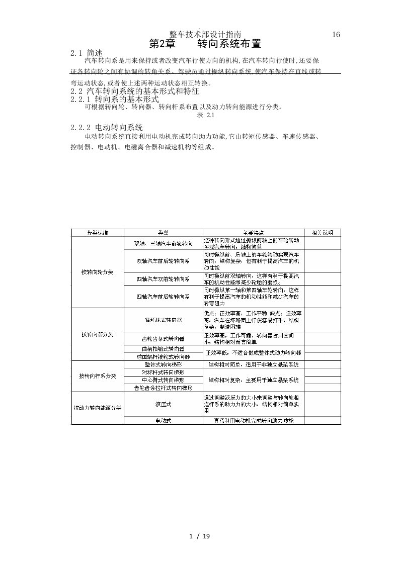 汽车转向系统布置指南