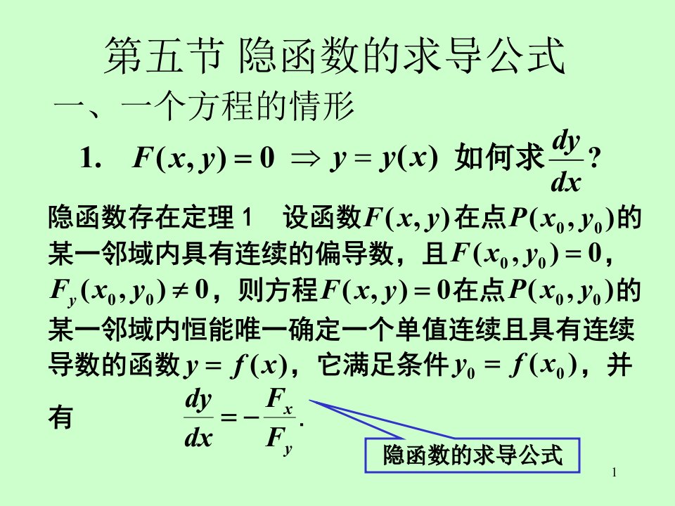 矿大高数85隐函数的求导公式