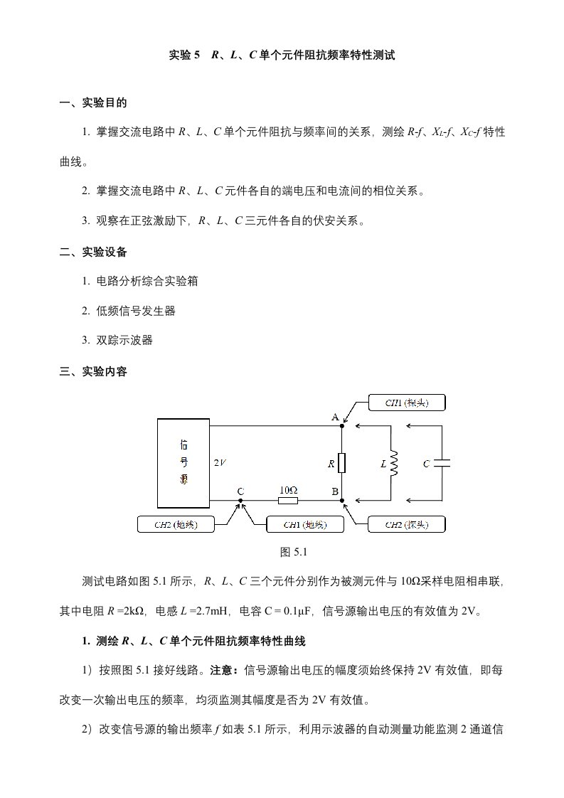 实验5阻抗特性