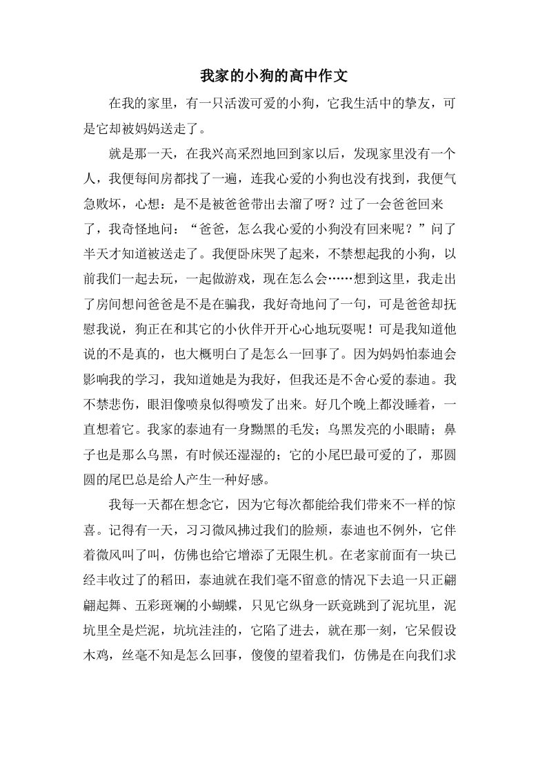 我家的小狗的高中作文