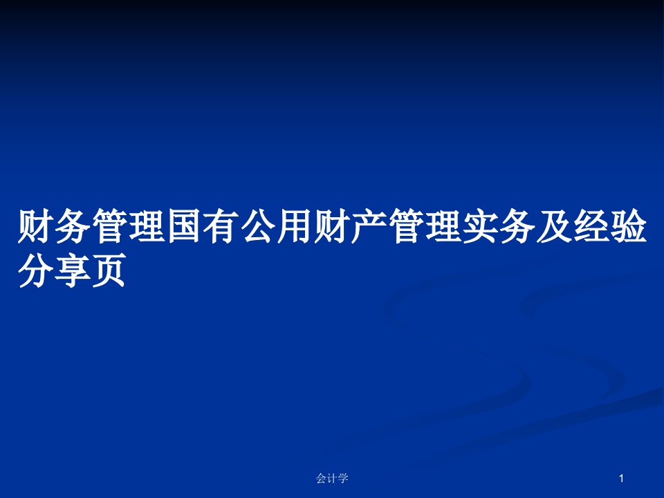 财务管理国有公用财产管理实务及经验分享页PPT学习教案