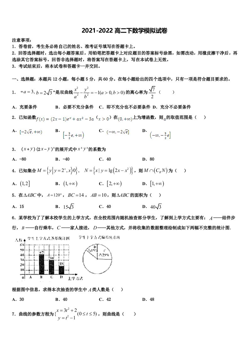 2022年江苏省邳州市炮车中学数学高二下期末达标测试试题含解析