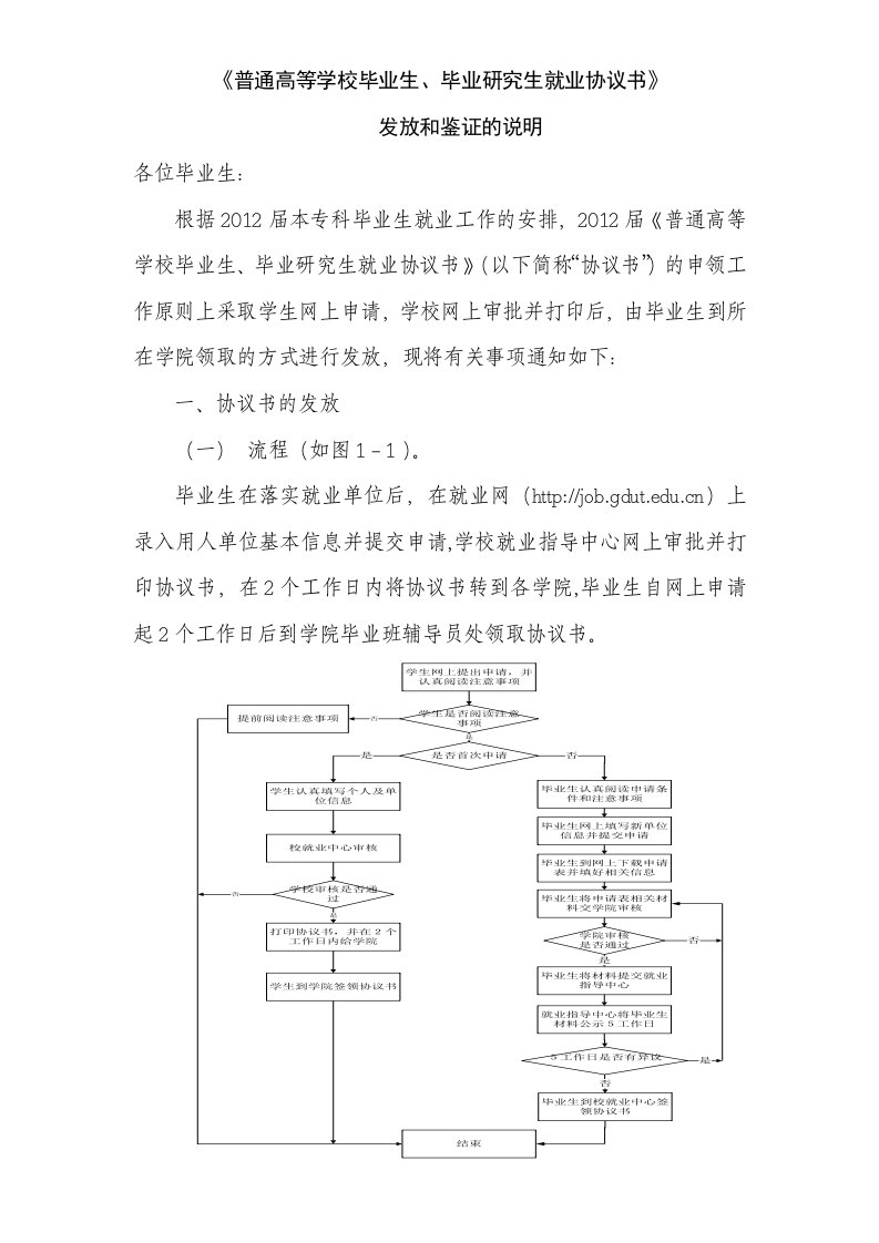 《就业协议书》发放和鉴证的说明