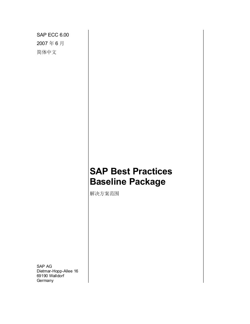 公司SAPBestPracticesBaselinePackage解决方案范围