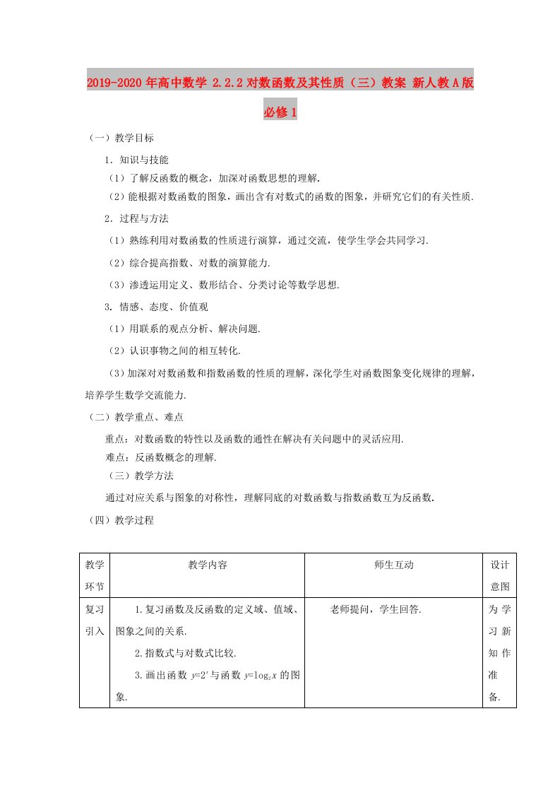 2019-2020年高中数学