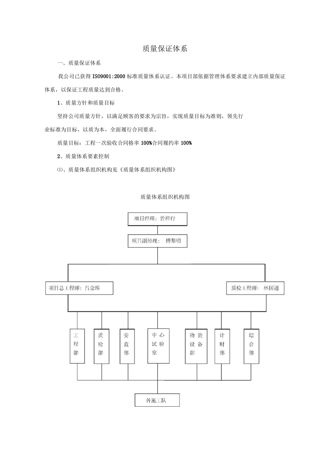 质量保证体系文字说明