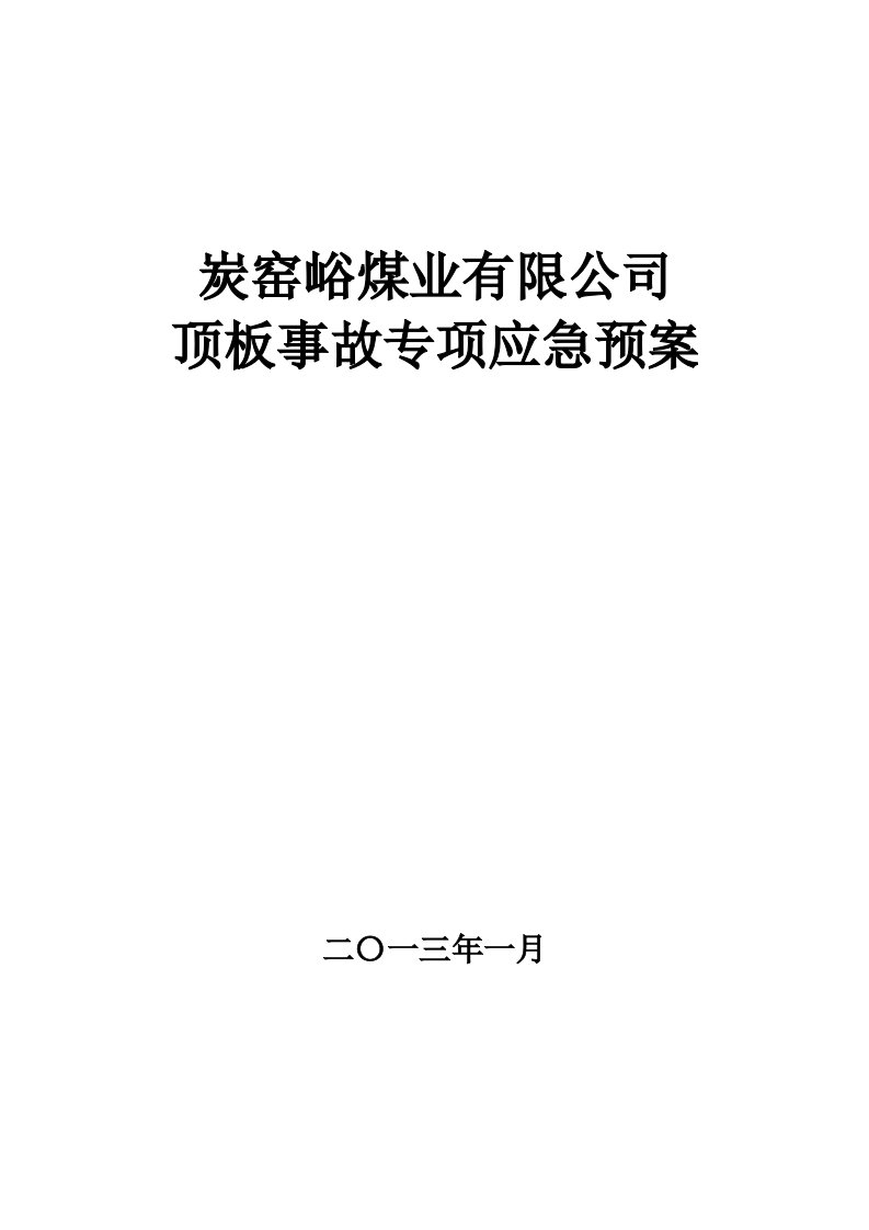 煤业公司顶板事故专项应急预案